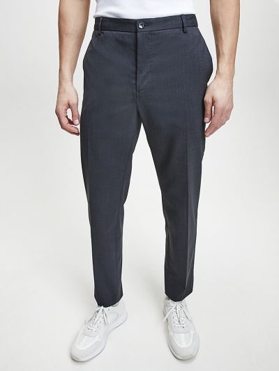 Calvin Klein Ruhák HU593746 | Calvin Klein Tapered Wool Stretch Férfi Nadrág Sötét Szürke